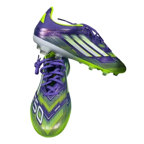 Adidas F50 Football Soccer Cleat Purple Neon Green Sprintweb Compression Fit 9.5
